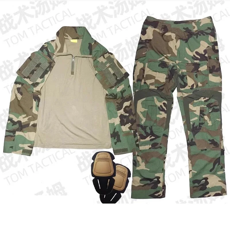 Gen3 táctico Rana Paintball M81 Color de la selva G3 traje de manga larga Top pantalones de combate rodilleras
