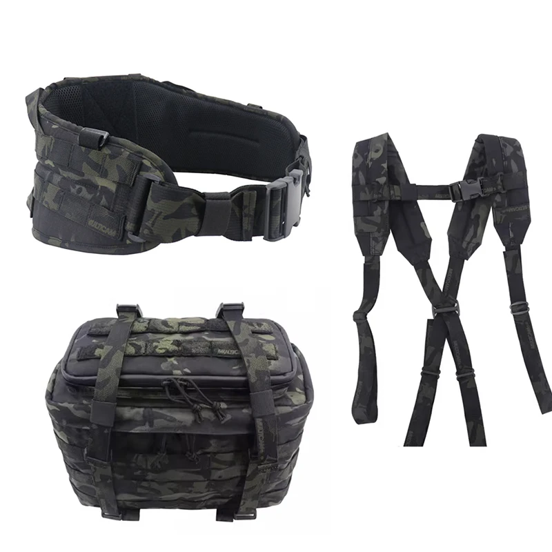 Juego de cinturón ajustable táctico MOLLE con mochila y correas cómodas