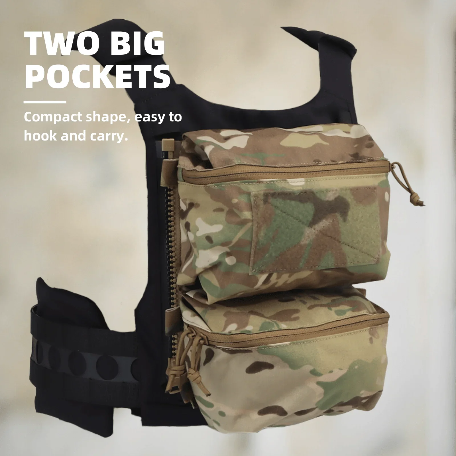 Bolsa doble con panel trasero, chaleco portador de placa FCV5, placa trasera, bolsa doble para artículos diversos, subpaquete suplementario para caza Airsoft - imagen 3