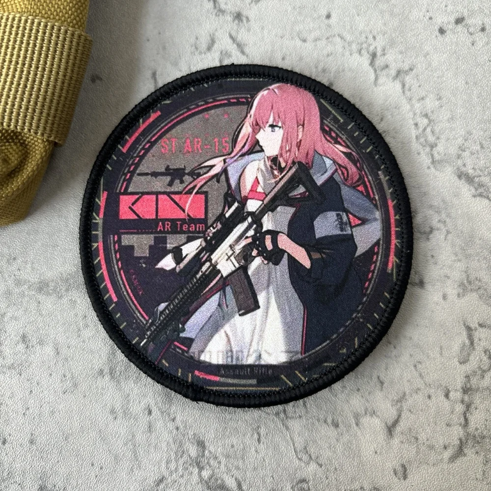 Parches tácticos de moral con estampado de Chica de Anime, parche de gancho y bucle de primera línea para niña, insignia militar, brazalete, ropa, pegatinas para mochila