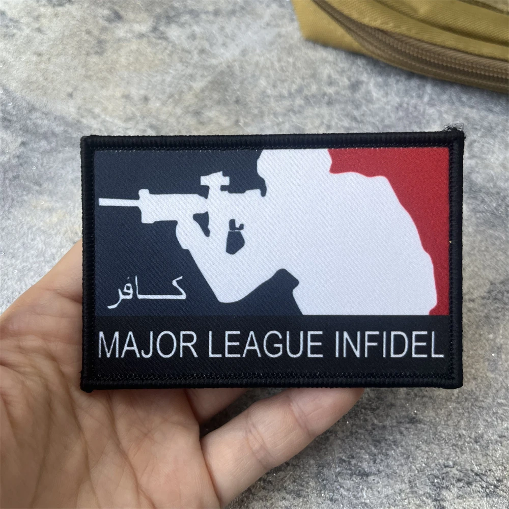 Insignia de moral táctica Airsoft de la Liga Mayor, parches de gancho y bucle impresos, ropa, brazalete del ejército militar, pegatina para mochila - imagen 4