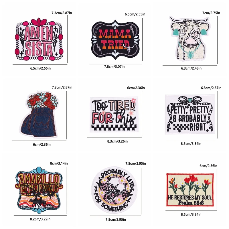 Parche con letras de dibujos animados, parches bordados de vaquera occidental, parches termoadhesivos para ropa, chaquetas, bricolaje, 5 uds. - imagen 4