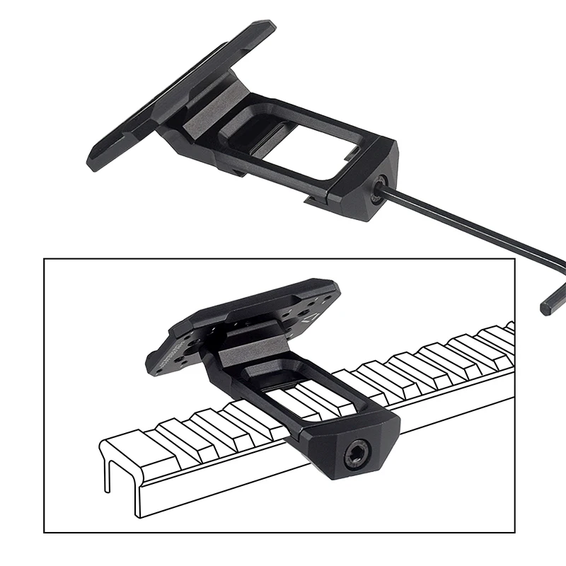 Base de montaje vertical de punto rojo óptico táctico de 45 grados, soporte fijo de montaje de alcance CNC de Metal para caza, ajuste de puntería, riel Picatinny de 20MM - imagen 3