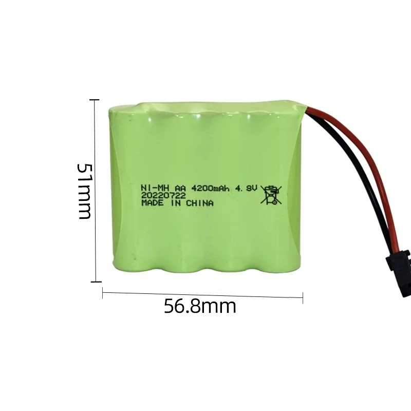 Batería recargable nimh AA para coches teledirigidos, pila de 4200mah, 4,8 v, para tanques, robots, barcos, pistolas, Ni-MH, AA, 4,8 v, enchufe SM - imagen 2
