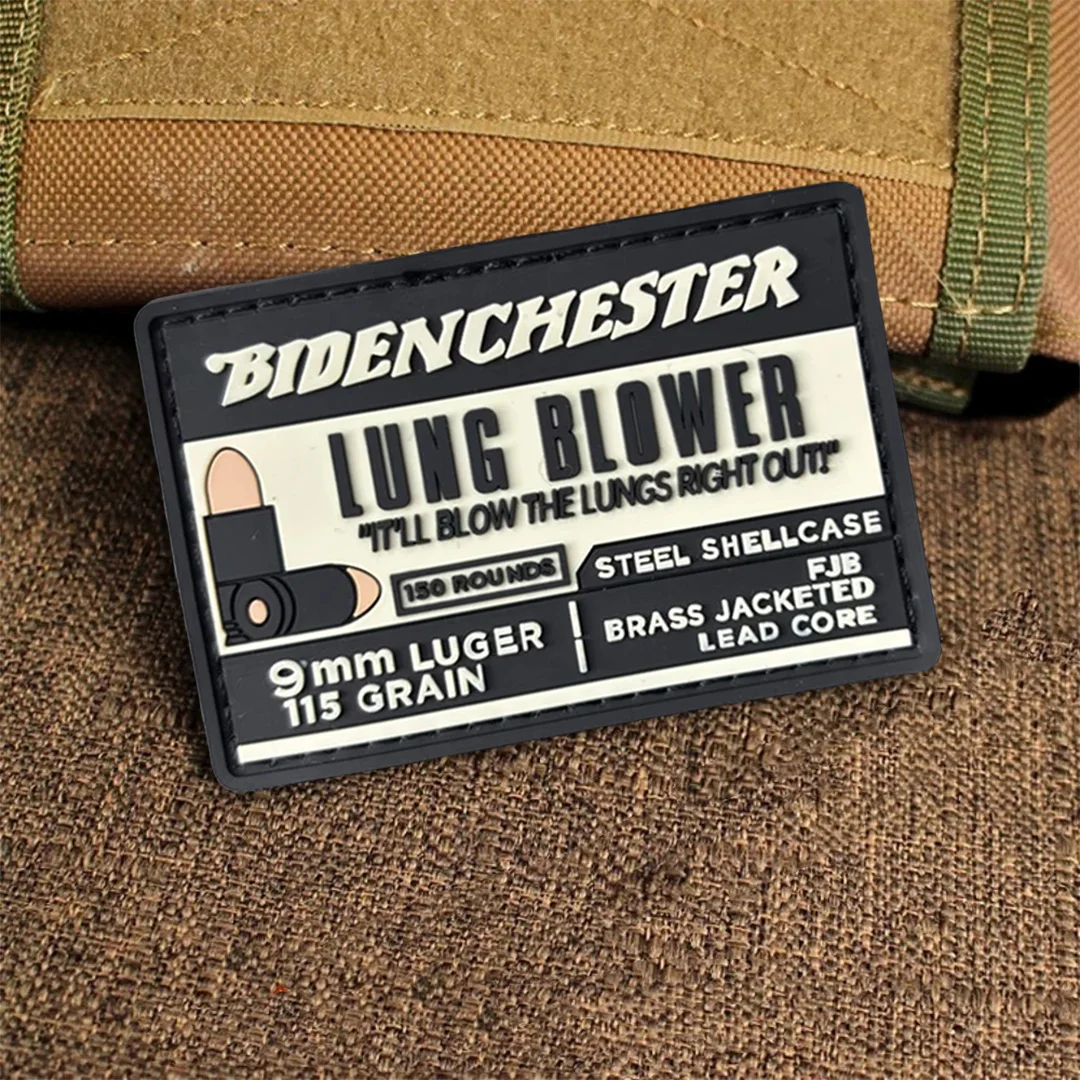 Parche táctico de PVC para soplador de pulmón de 9mm, parches de gancho y bucle para ropa, parches de insignia de moral, pegatinas para mochila militar - imagen 3