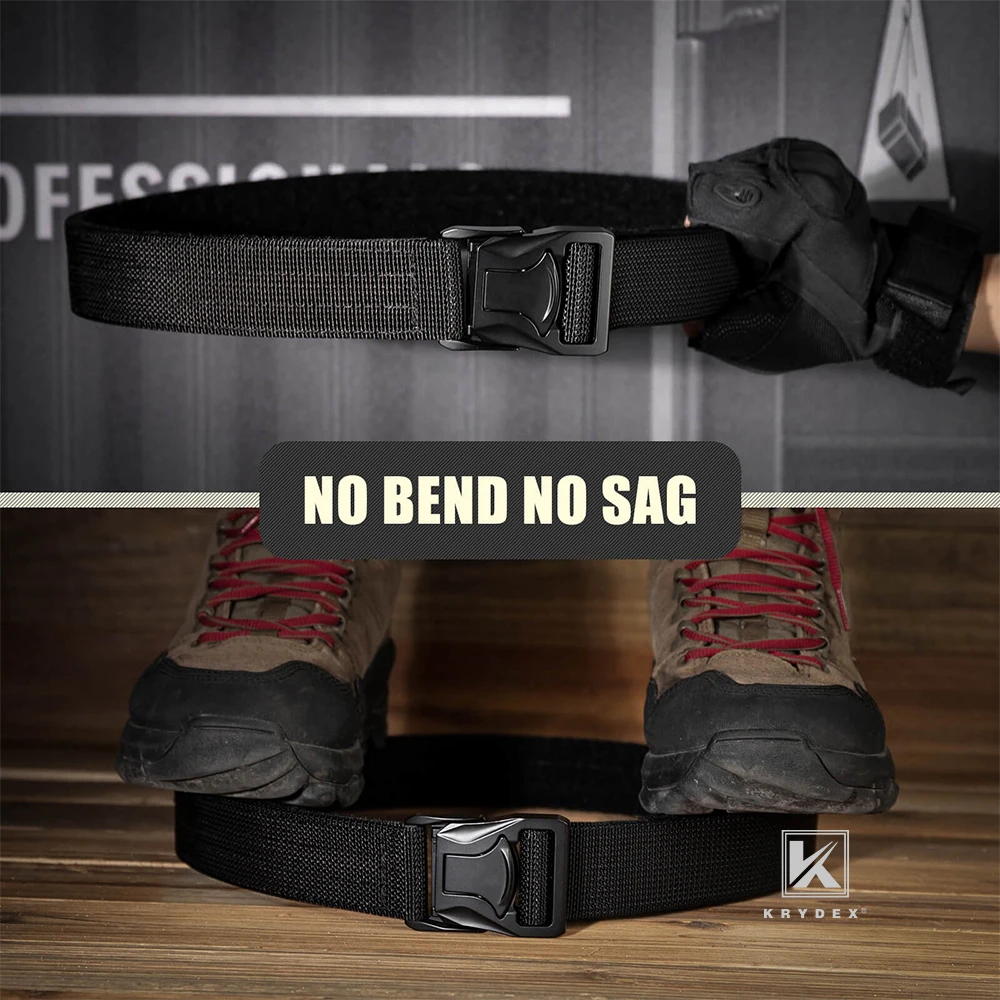 KRYDEX-cinturón táctico de 2 capas para hombre, correa de nailon resistente de 1,5 pulgadas, liberación rápida, antideslizante, para batalla de tiro, para caza, color negro - imagen 5
