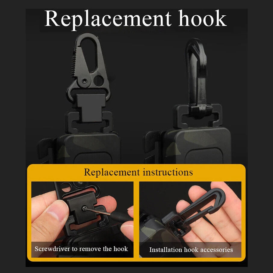 Clip retráctil multifunción, equipo de seguridad antipérdida, accesorio de escalada táctica, policarbonato de nailon - imagen 4