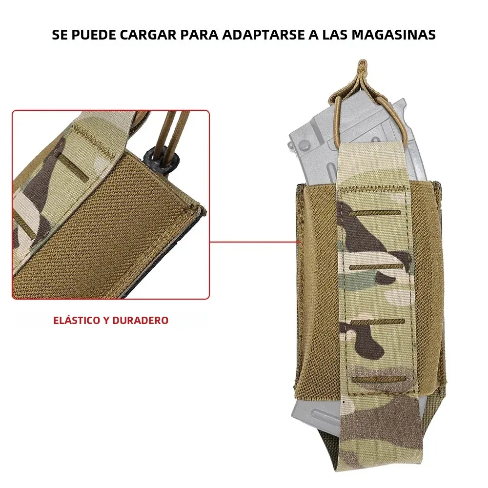 Bolsa táctica elástica individual Mag Molle de 5,56 MM y 7,62 MM, sistema de tiro de Paintball CS, funda para revista Tegris M4 AK de nailon para caza - imagen 5