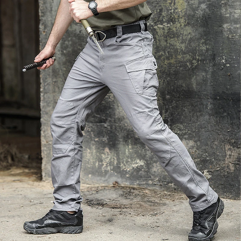 Pantalones Cargo de algodón para hombre, pantalón informal con múltiples bolsillos, estilo Safari, táctico militar, para senderismo, Camping y entrenamiento - imagen 5