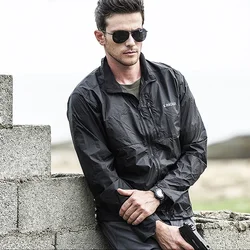 Chaqueta ligera de piel de caza para hombre, chaqueta táctica impermeable, abrigo cortavientos de camuflaje a prueba de sol para verano