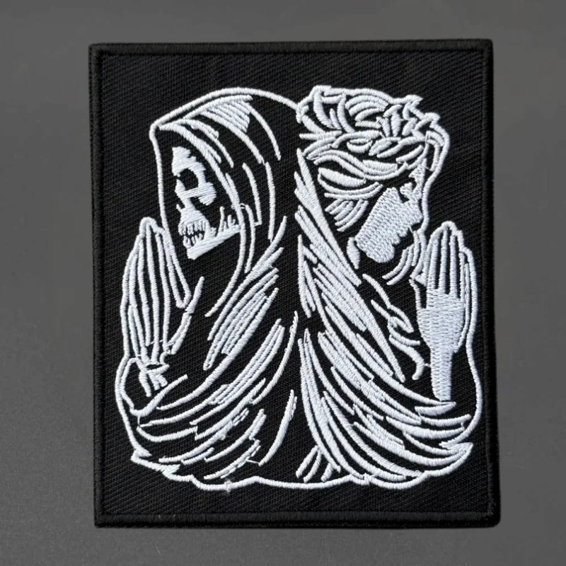 Parche bordado de Ángel y diablo, chaleco táctico, insignia de moral con gancho y bucle, pegatinas decorativas para mochila, parches para brazalete para ropa - imagen 2