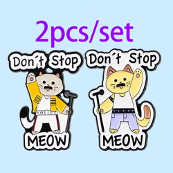 Lindo gato Don't Stop-Alfileres esmaltados, conjunto de broches de animales de dibujos animados, Pin de solapa de Metal, insignia, accesorios para mochila, joyería, regalos para amigos
