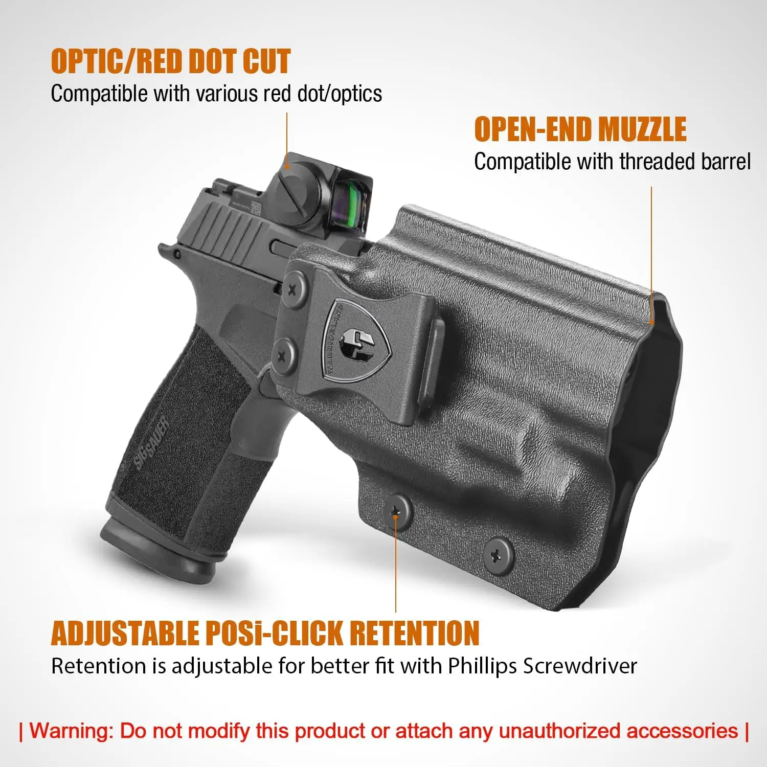 Compatible con Sig P365-XMACRO con TLR-7 X Sub o TLR-7 HL-X Sub, funda solo IWB Kydex, corte óptico, retención Adj.Cant y Posi-Click, mano derecha - imagen 3
