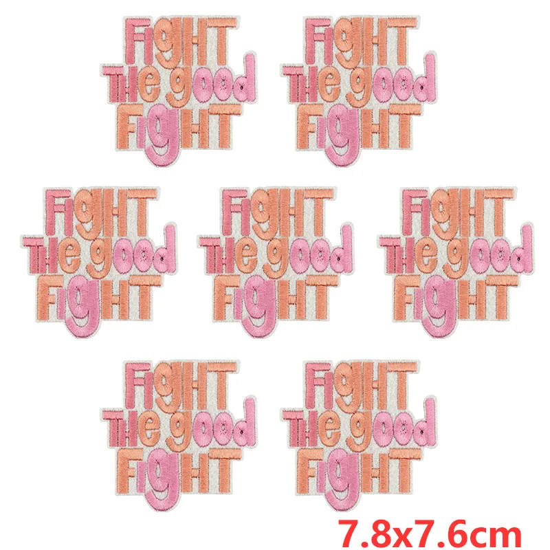 10 unids/lote de apliques de letras/frases rosas, parches para planchar para ropa, parches bordados con texto de dibujos animados en ropa, insignias fusibles - imagen 3