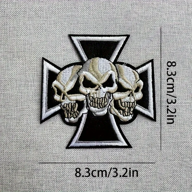 Parches bordados con cruz de calavera Decoración punk, gótica y rock – Apliques termoadhesivos para jeans, camisas, chaquetas, sombreros, parches de bricolaje - imagen 4