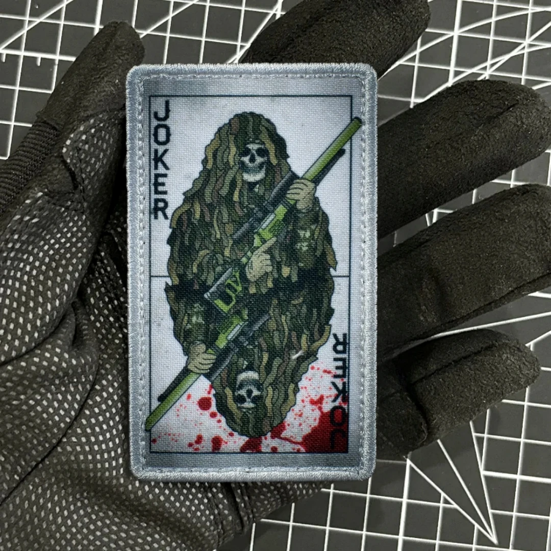 Insignia de moral de esqueleto "Joker, táctico", parche táctico, brazalete militar, parches de bucle de gancho de impresión para ropa, pegatina para mochila - imagen 4