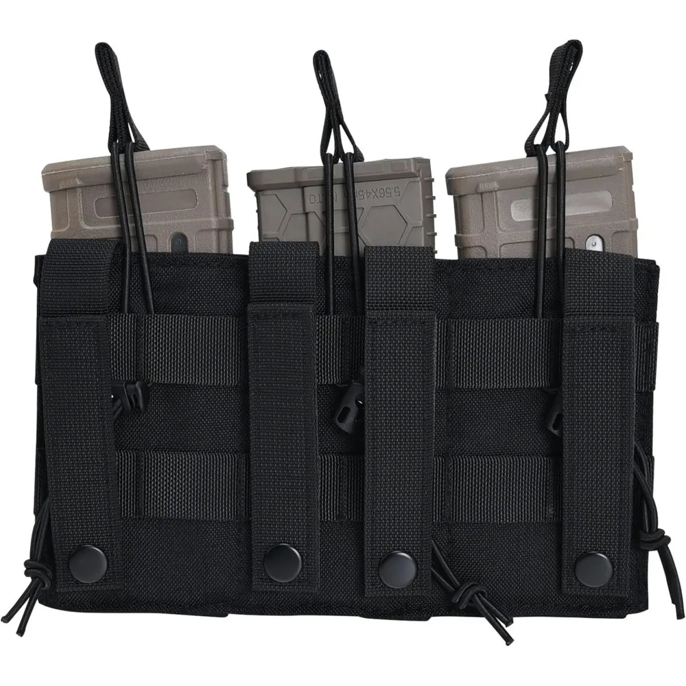 Bolsa de cargador Triple de 5,56 y 9mm, bolsa táctica Molle MAG, soporte de revista abierto, bolsa de pistola de Rifle 6 Mag para M4 M16 - imagen 3