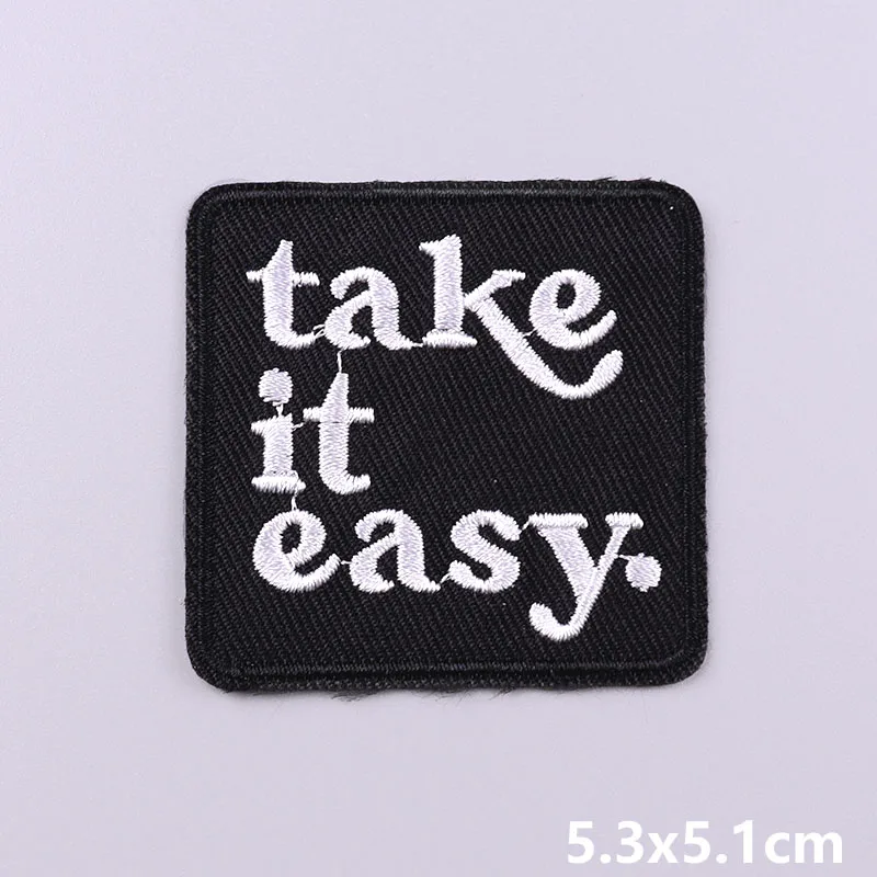 Parche bordado con letras blancas y negras, parches termoadhesivos para planchar para ropa, insignias de costura/fusibles con frases de ropa - imagen 5