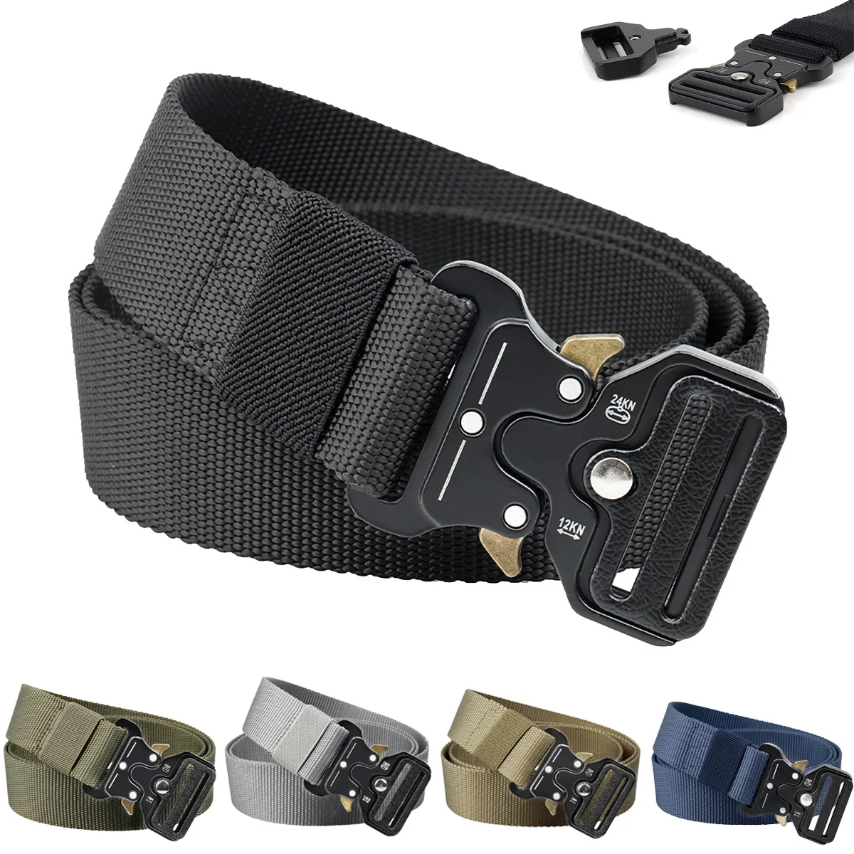 Cinturón táctico de estilo militar para hombre, correa de hebilla de Metal de liberación rápida, aparejo de nailon resistente de 1,5 pulgadas