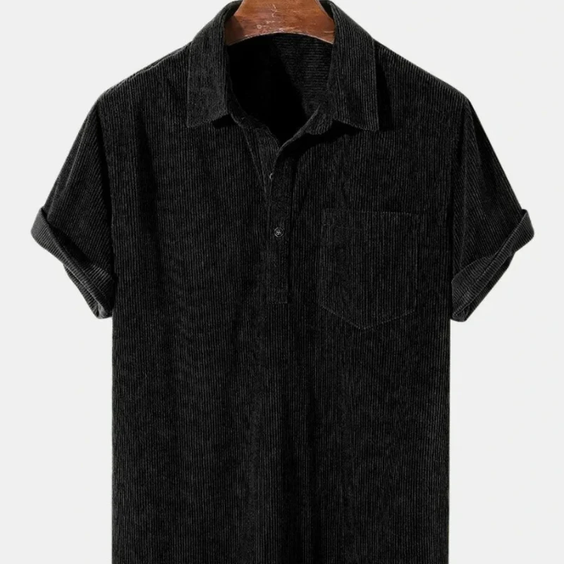 Camisa de pana hombre manga corta retro casual urbano holgada - imagen 4