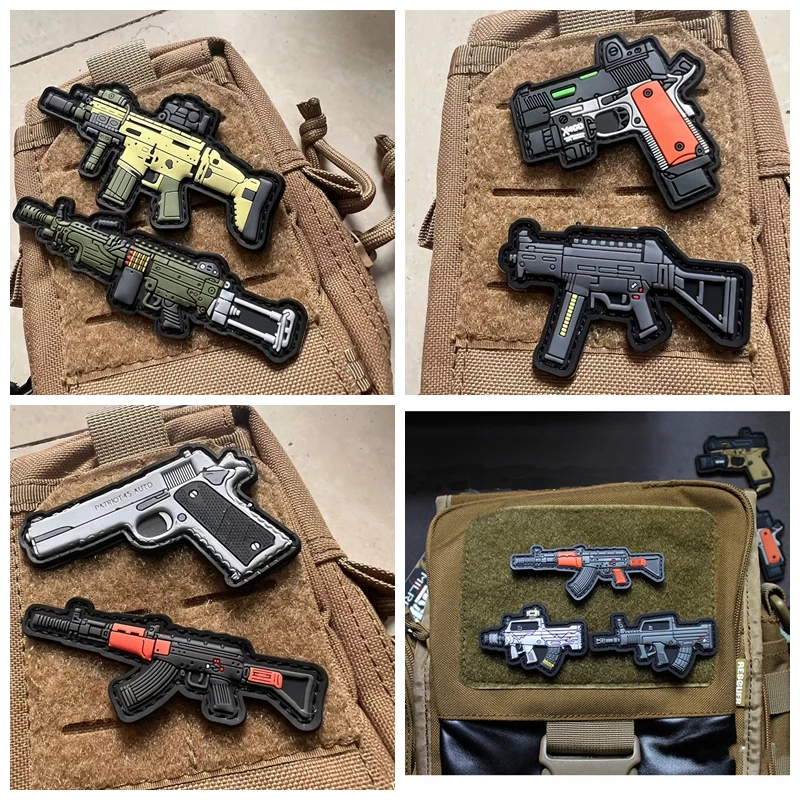 Brazalete de soldado militar de gelatina de PVC, parche de gancho y bucle para pistola submarina, insignia de moral, mochila, parche 3D, accesorios tácticos - imagen 2