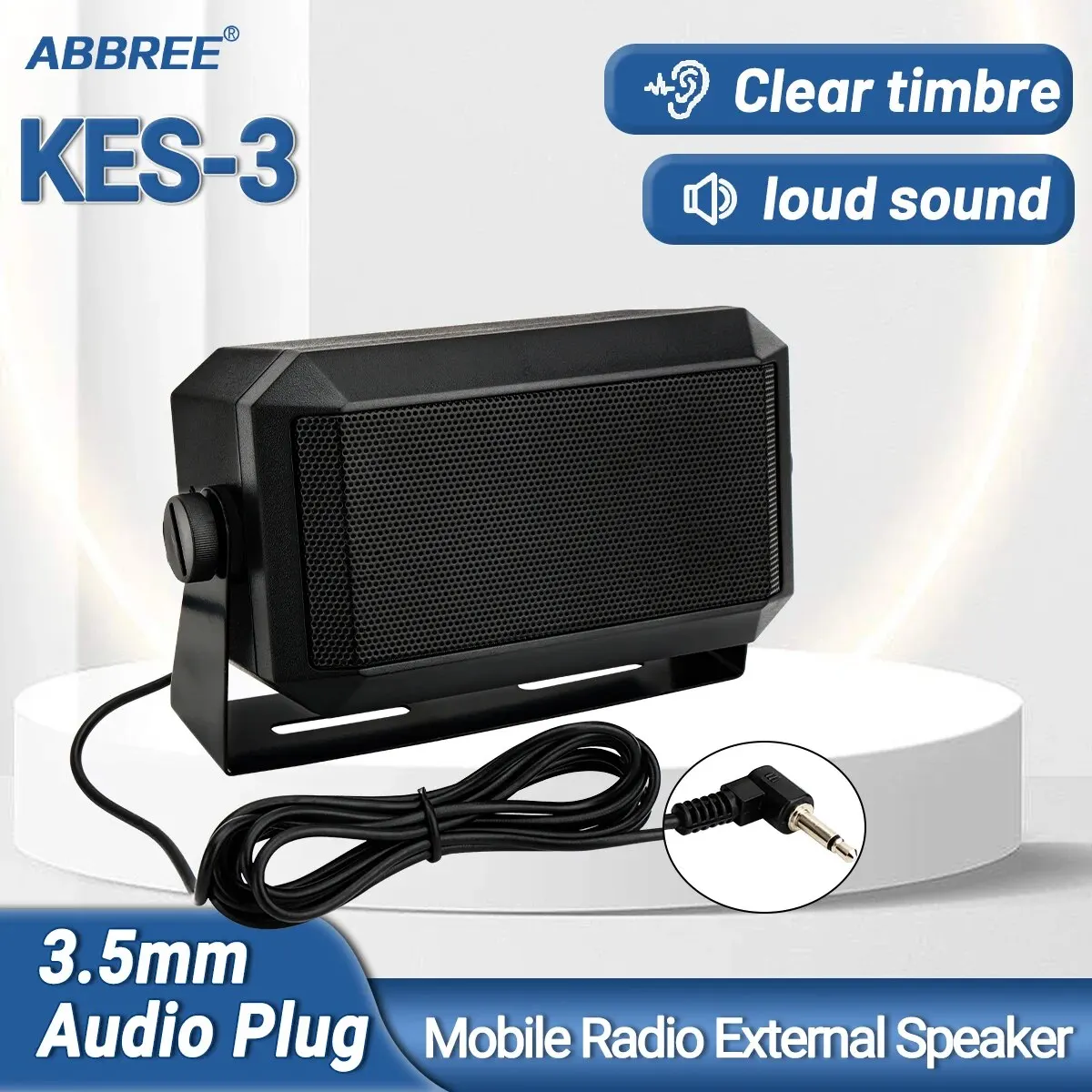 ABBREE Altavoz de comunicaciones externos rectangulares Escáneres externos para todos los radios CB con enchufe de audio de 3,5 mm y radio móvil