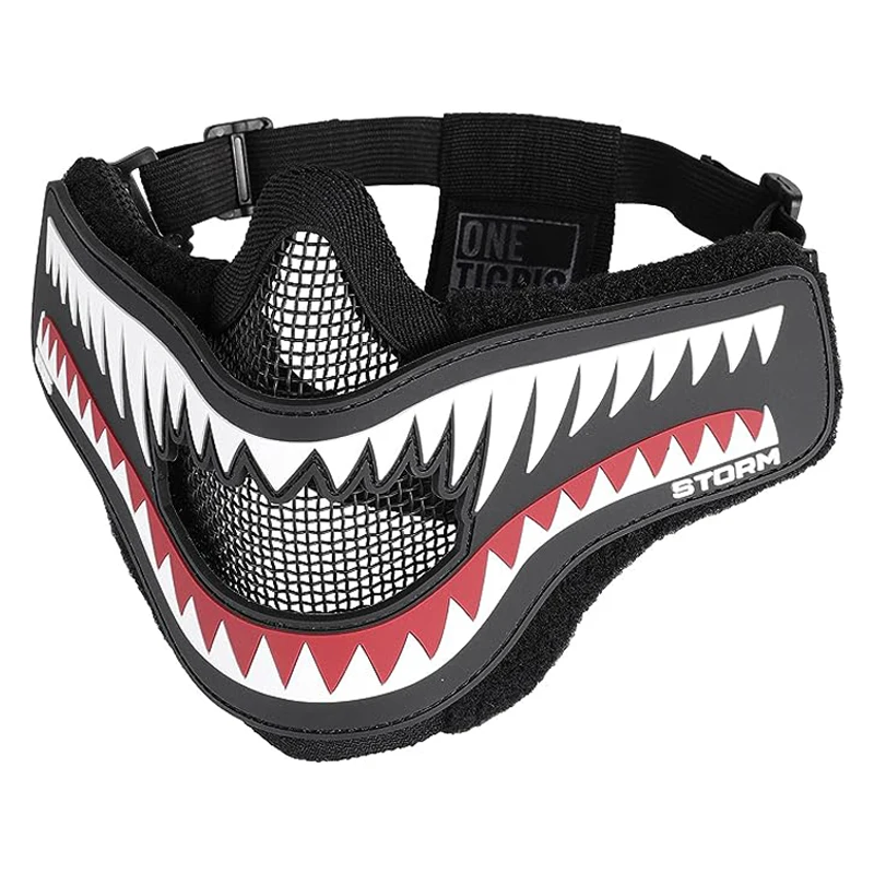 ONETIGRIS máscara táctica de malla plegable XStorm Airsoft máscara y parche Combo para Airsoft Paintball con correa de cinturón elástico ajustable - imagen 3