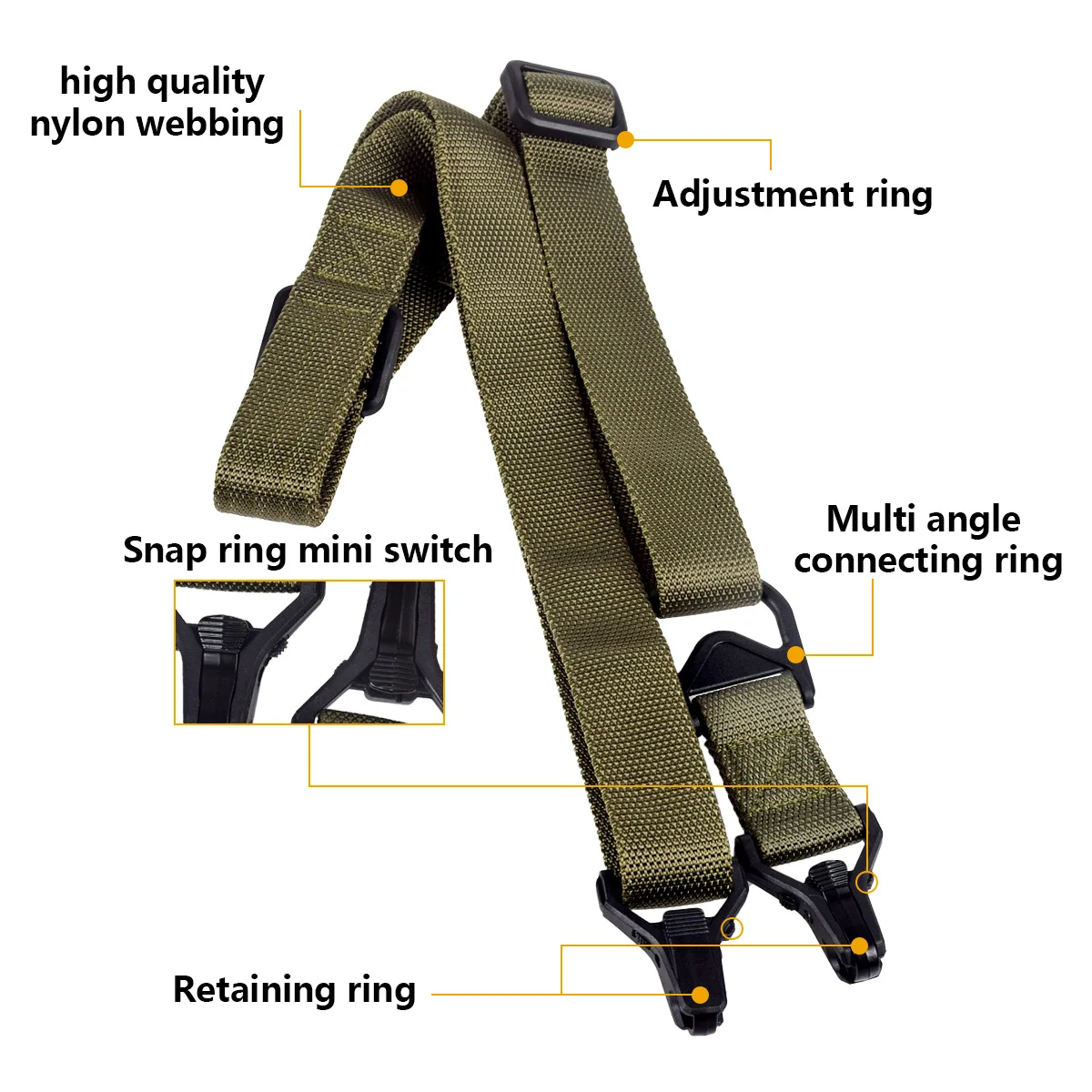 AR15 M4 M16 HK416 AK47 armas de Rifle de carabina MS3 Rifle táctico eslinga caza Metal Clip de montaje correa de pistola M-LOK seguridad - imagen 2
