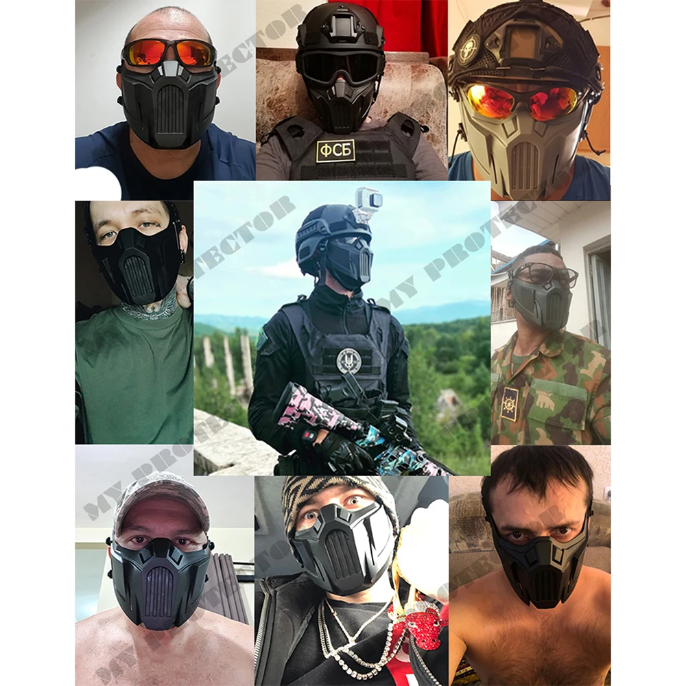 Máscara táctica media cara airsoft paintball – Transpirable protección facial - imagen 4