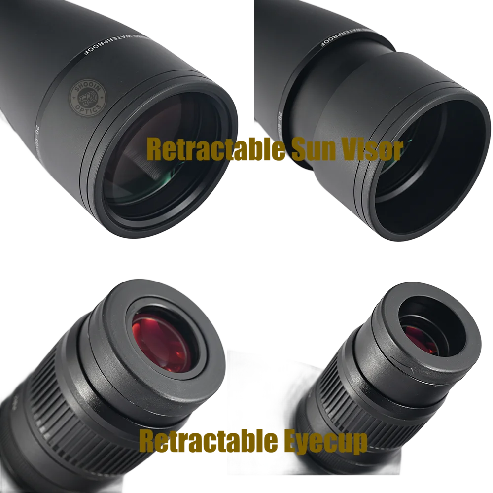 Shooin Optics ED Spotting Scope 20-60x80 con ocular de 27 mm totalmente impermeable para disparar aves y observación de aves - imagen 3
