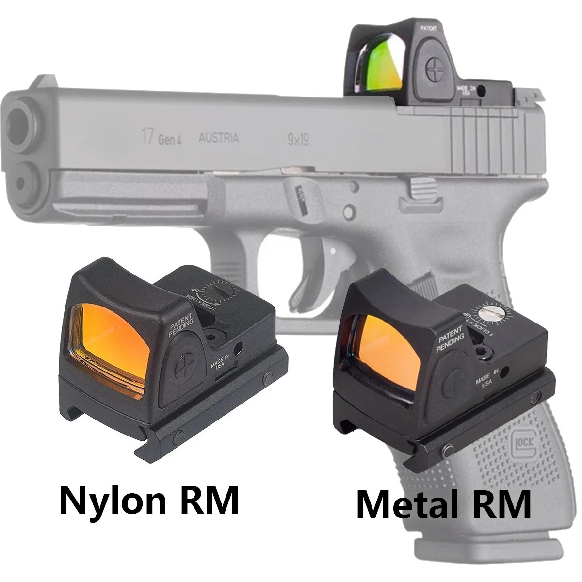 Mira réflex táctica RM HD de punto rojo, mira óptica de puntería ajustable, compatible con riel de 20mm, Airsoft G17 G19 AR15 M4 - imagen 2