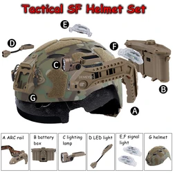 Casco táctico FAST SF Airsoft con riel Picatinny y luz de señal