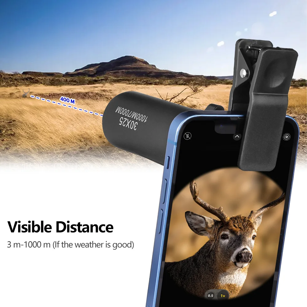 Mini binoculares de bolsillo para caza, prismáticos Monocular prácticos de 30x25 y 3/1000 metros, enfoque de zoom, ourism, medición de distancia táctica al aire libre - imagen 4