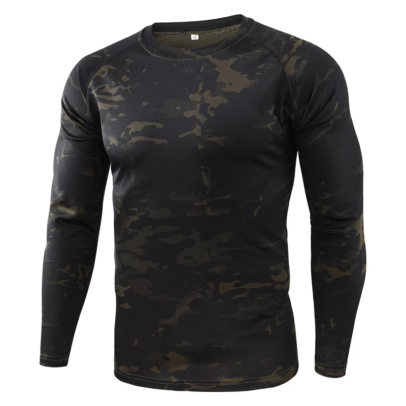 Camiseta táctica de camuflaje para hombre, Camisa Masculina de manga larga de secado rápido, para caza al aire libre, senderismo, ciclismo, entrenamiento militar - imagen 4