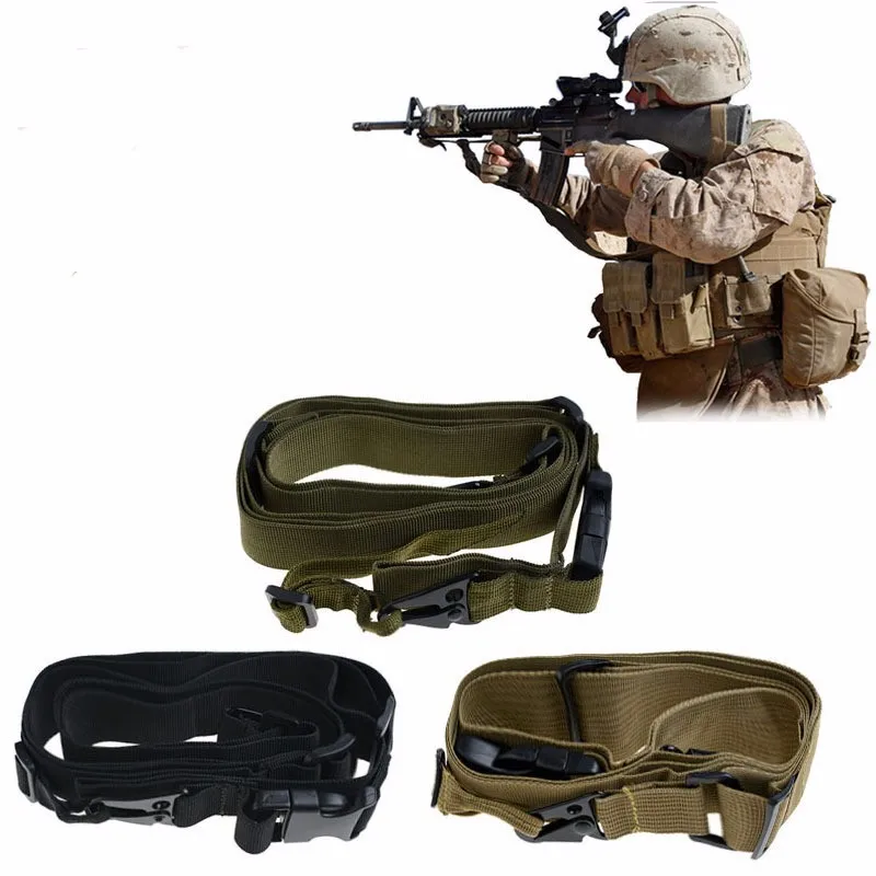 3-Point-Airsoft-Hunting-Belt-Tactical-Military-Elastic-Black-Army-Green-Gear-Gun-Sling-Strap-Outdoor