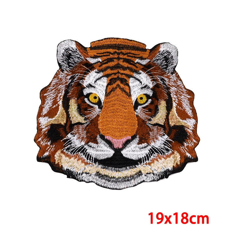 Parches bordados de animales de Tigre/Lobo para ropa, insignias grandes para mochila, parche para coser, parches para planchar para ropa, pegatina DIY - imagen 4
