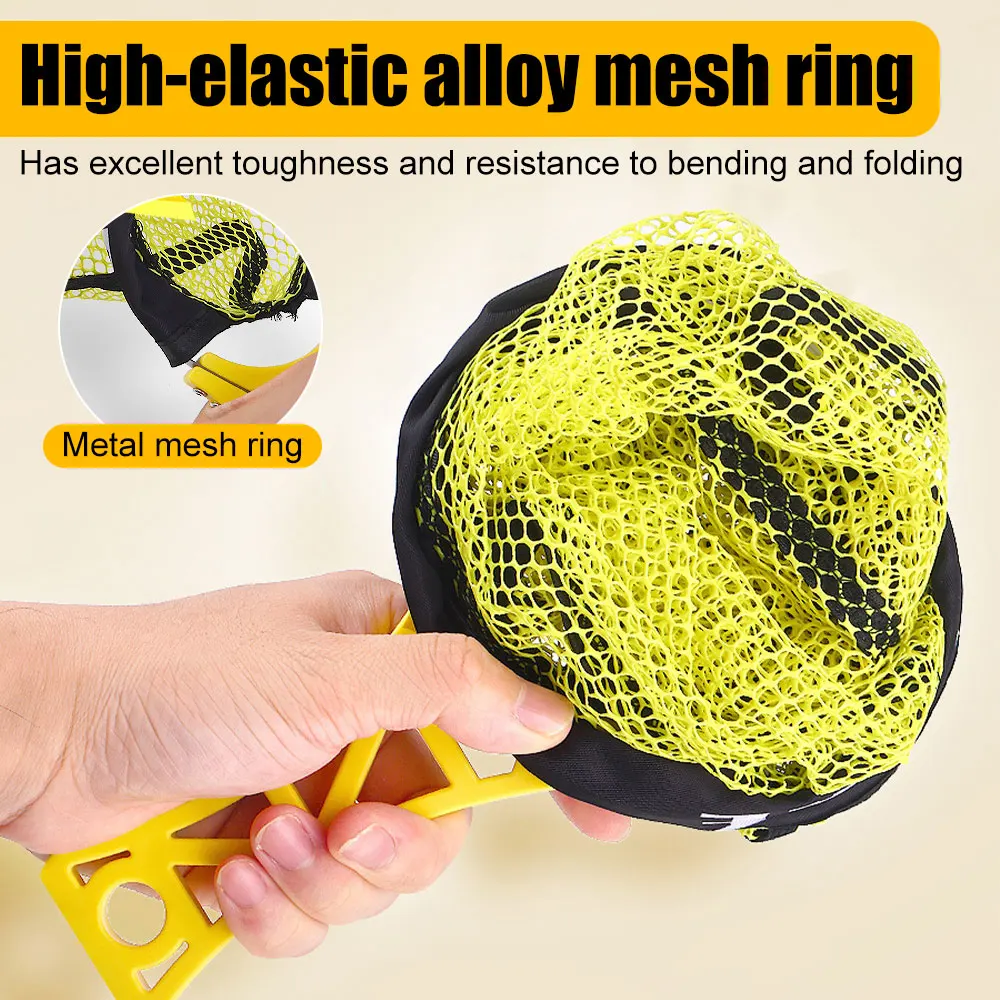 Red de aterrizaje portátil, red de pesca con mosca plegable, malla recubierta de goma de secado rápido, pescado de mano con mango luminoso para captura/liberación - imagen 3