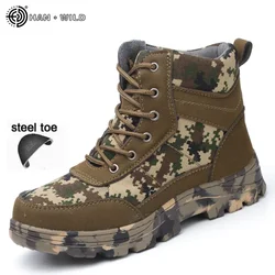 Botas tácticas invierno camuflaje puntera de acero antiperforación