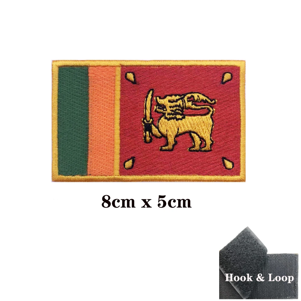 Parches de bandera de Sri Lanka, brazalete, parche bordado, gancho y bucle, insignia bordada para planchar, raya militar - imagen 3