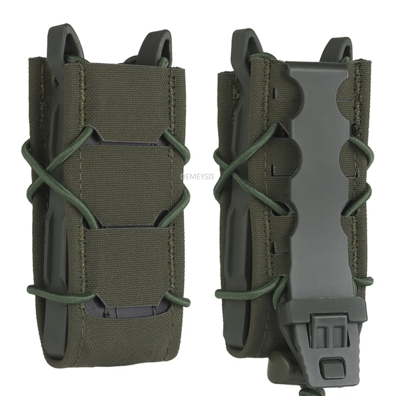 Bolsas para revistas de tiro, pistolas tácticas de extracción rápida, bolsa individual para revistas de 9MM, sistema Molle, accesorios de caza, bolsa para linterna
