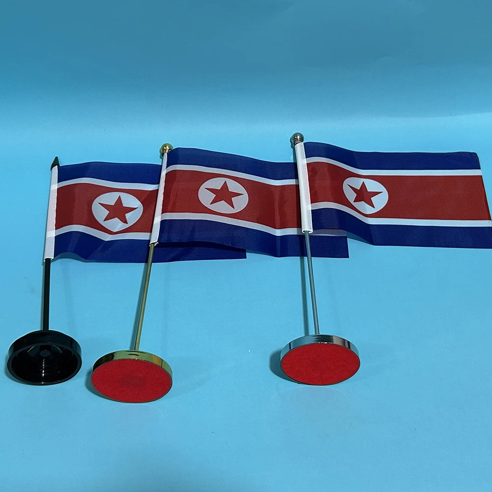BANDERA DE SKY Bandera de escritorio de oficina Bandera de Corea del Norte 14x21 cm poliéster Bandera nacional de Corea del Norte Bandera de país Adornos de escritorio Banderas - imagen 2