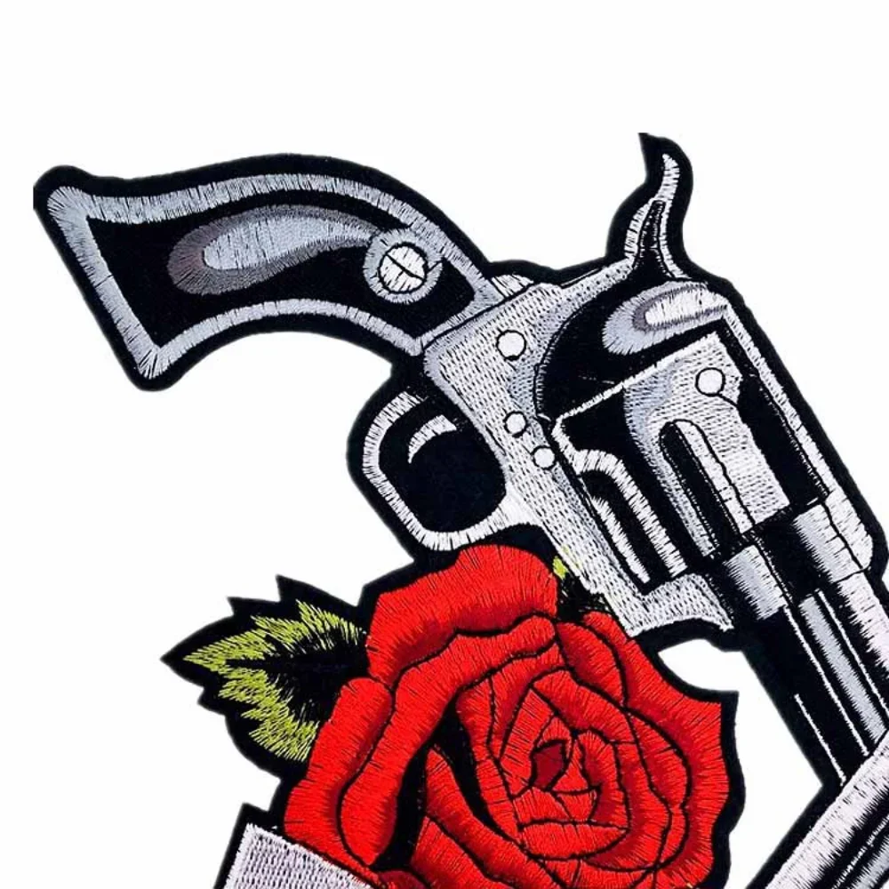 Parche de doble pistolas N Roses, banda de Rock, aplique bordado, chaqueta de planchado, pegatinas de moda, accesorios decorativos de ropa Punk - imagen 4