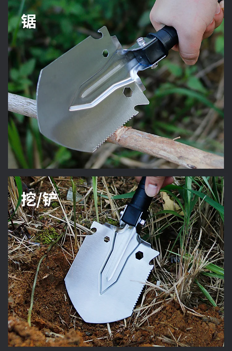 Mini pala de ingeniero para exteriores, pala portátil multifuncional, pala de excavación para jardín y acampada, pala de playa, pala plegable para pesca - imagen 4