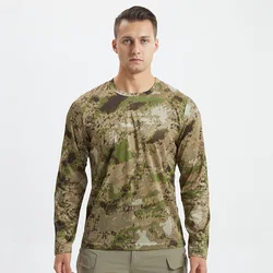 Camiseta táctica camuflaje Woodland manga larga – secado rápido