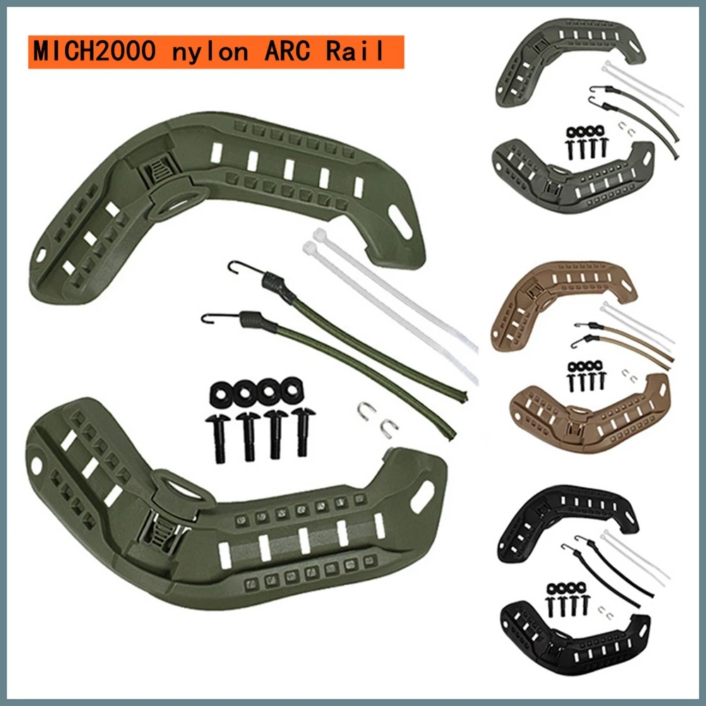 Riel guía lateral para casco MICH2000 de nailon, riel de montaje de arco con cuerda elástica NVG para casco Mich 2000 2001 2002 ACH