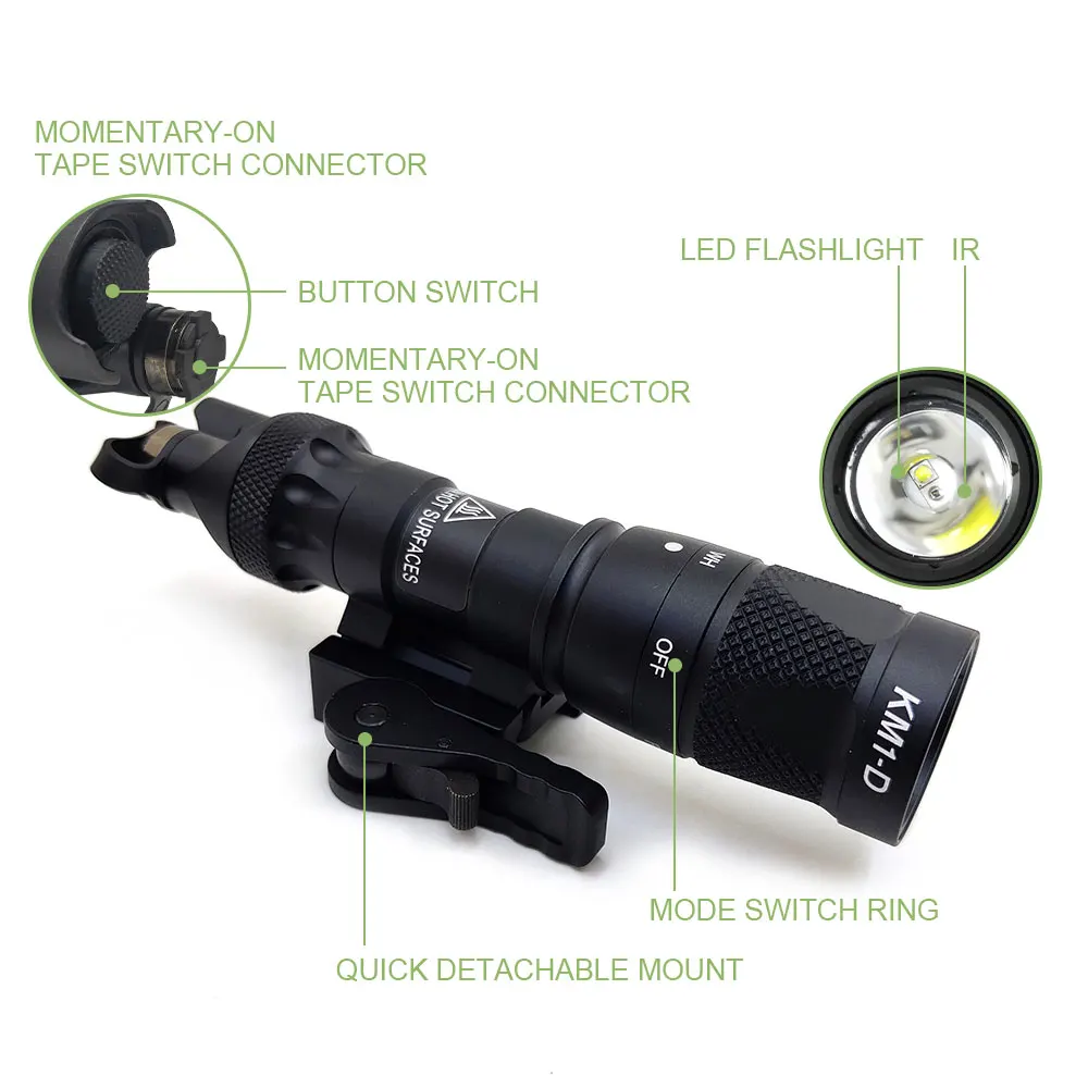 SOTAC GEAR-luz táctica M323V IR, linterna compatible con carril de 20mm, luces de explorador de armas de caza con interruptor de presión remoto - imagen 5