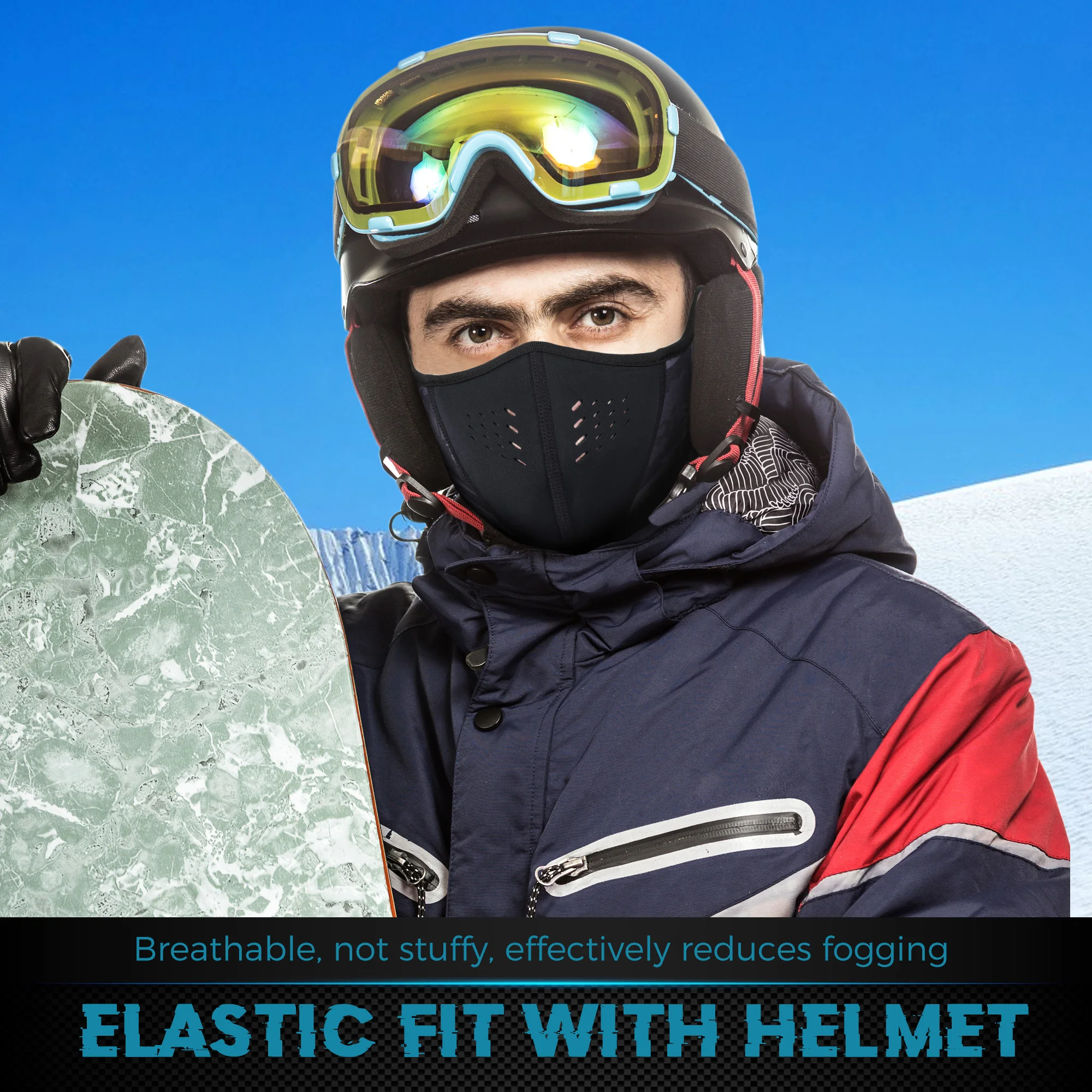 Bandana para clima frío, máscara térmica de invierno para ciclismo, esquí, cubierta facial a prueba de viento, deportes, correr, senderismo, Snowboard, bufanda, calentador de cuello para hombres - imagen 5