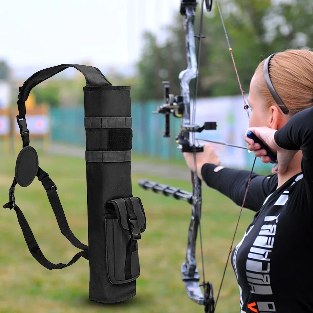 Bolsa de flecha trasera ligera para tiro con arco, bolsa de flecha de cadera compacta plegable de doble uso con bolsillo con sistema Molle para caza táctica militar