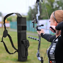 Bolsa de flecha trasera ligera para tiro con arco, bolsa de flecha de cadera compacta plegable de doble uso con bolsillo con sistema Molle para caza táctica militar