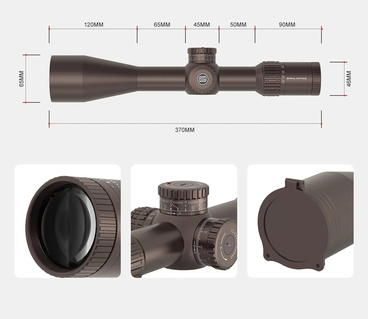 SPINA OPTICS 7-35x56 FFP 34mm Mira Táctica Topes Cero Paralaje Lateral - imagen 3